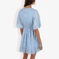 thumbnail image 3 of Women's V-Neck Short Sleeve Lace Mini Dress- Large, Light Blue, 3 of 5