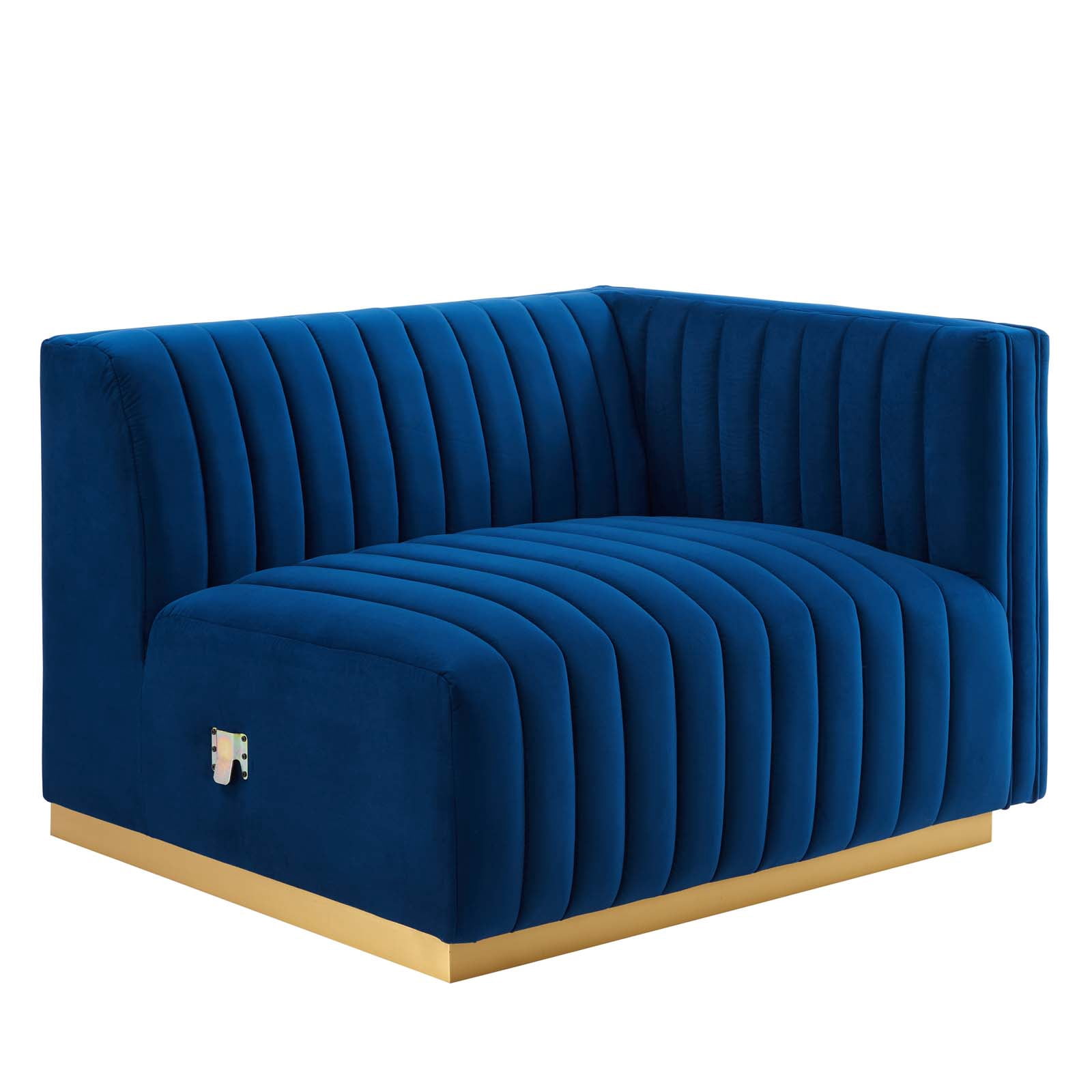 Modway Conjure Channel Tufted Performance Velvet Loveseat in Gold Navy
