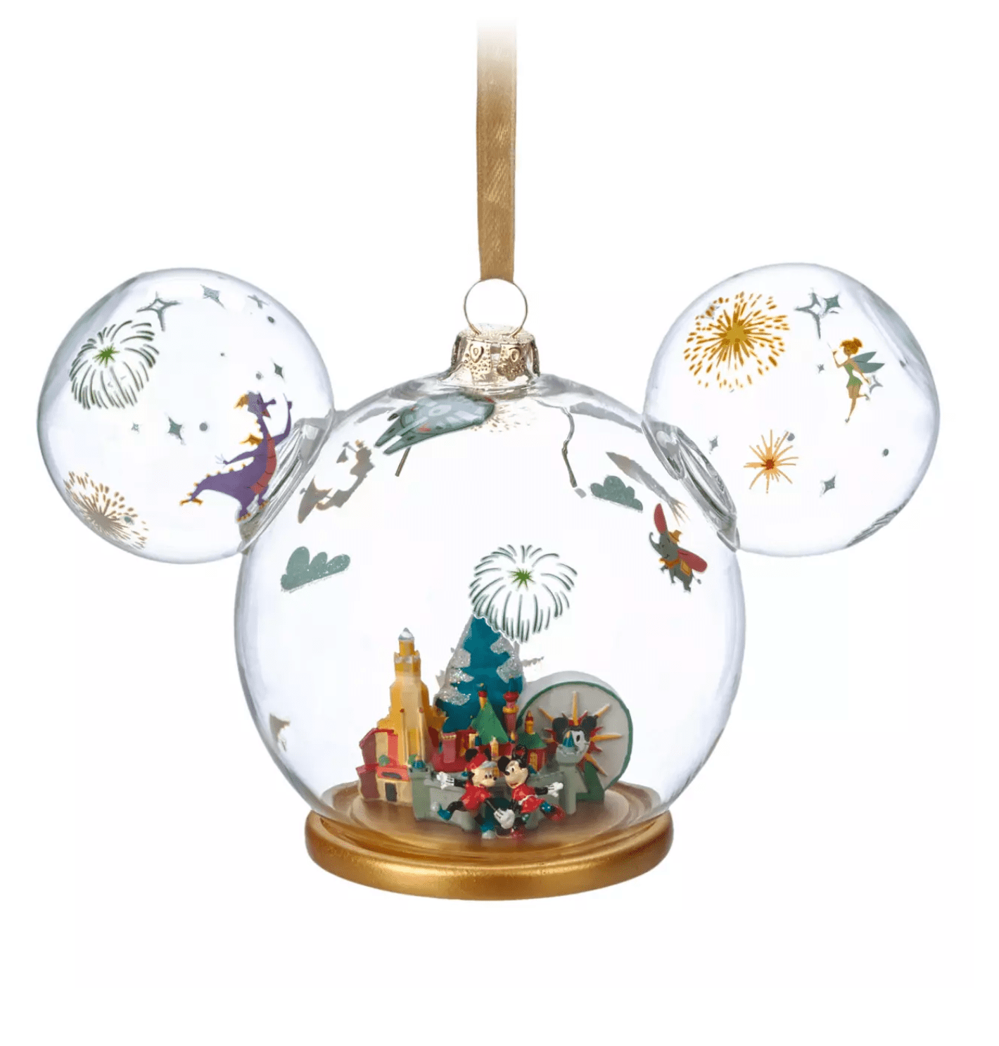Disney Disneyland 2022 Mickey Minnie Figment Icon Glass Christmas