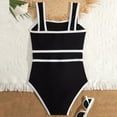 thumbnail image 2 of Girls Modest Swimsuit Summer One Piece Swimsuits Color Block Bathing Suit Contrast Trim Wide Straps Swimwear For Teens Girls, 7-14 Years, 2 of 8