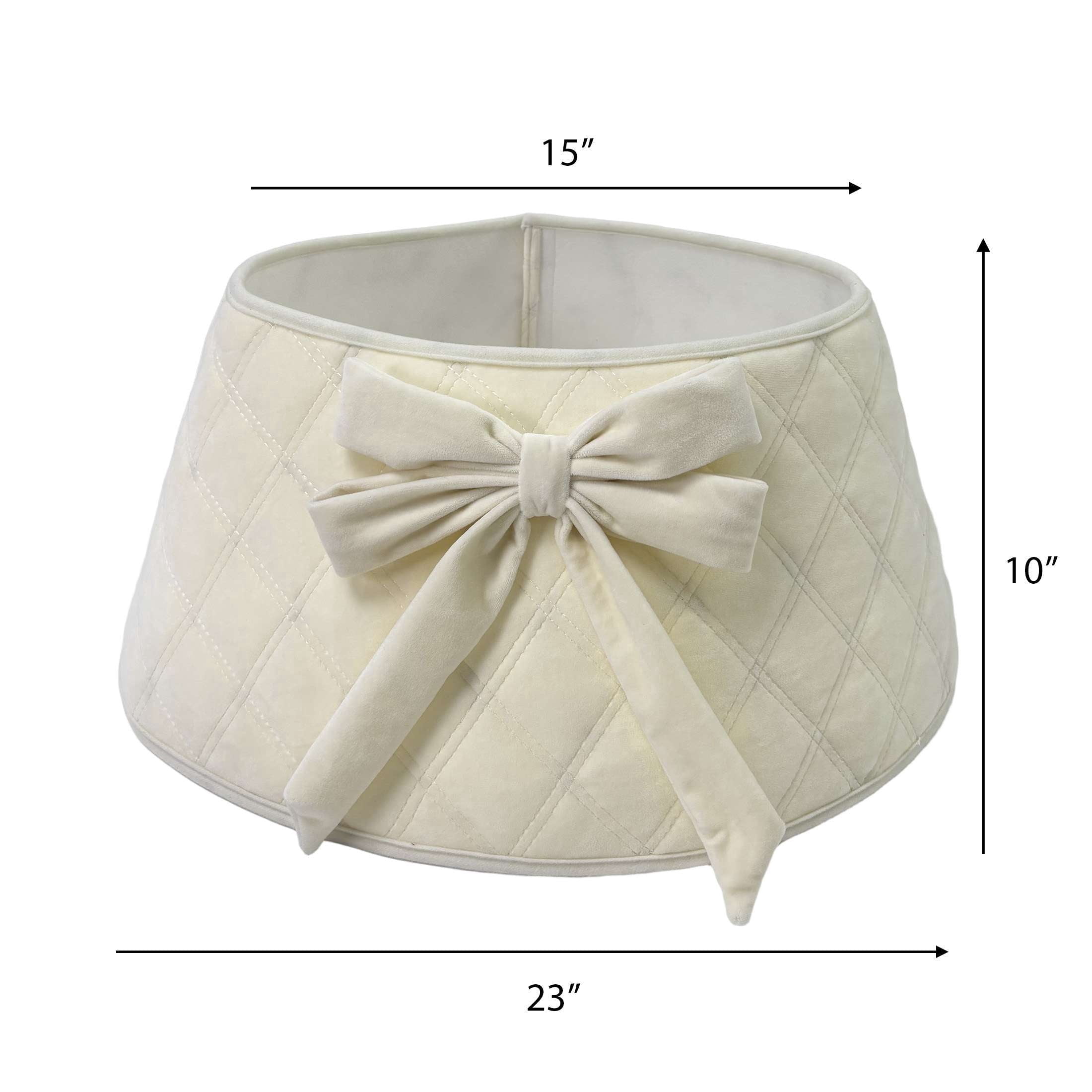 Quilted Velvet Stand Band Christmas Tree Collar, Cream, 23", by Holiday Time