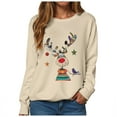 thumbnail image 5 of Kaprioy Sweatshirts for Women Cute Elk Gift Long Sleeve Shirt Pullover Tops Christmas Graphic Fall Fashion Clothing Beige, S, 5 of 6