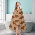 thumbnail image 6 of Brown Buffalo Pattern Hooded Bath Towel，60"x35" for Ages 3 To 12 Kids, Quick Dry Lightweight Soft Microfiber Hood Beach Towel Cover Up for Kids, 6 of 7