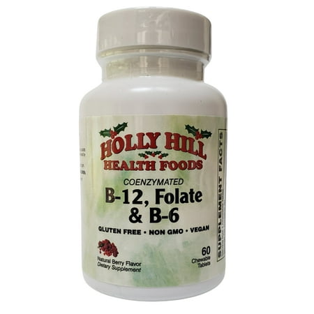 Holly Hill Health Foods Coenzymated B-12 with Folate & B-6, Natural Berry Flavor, 60 Chewable Tablets