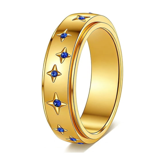 Stainless Steel Spinner Ring Anxiety Rings Fidget Ring for Men and Women Constellation Styling Size 6