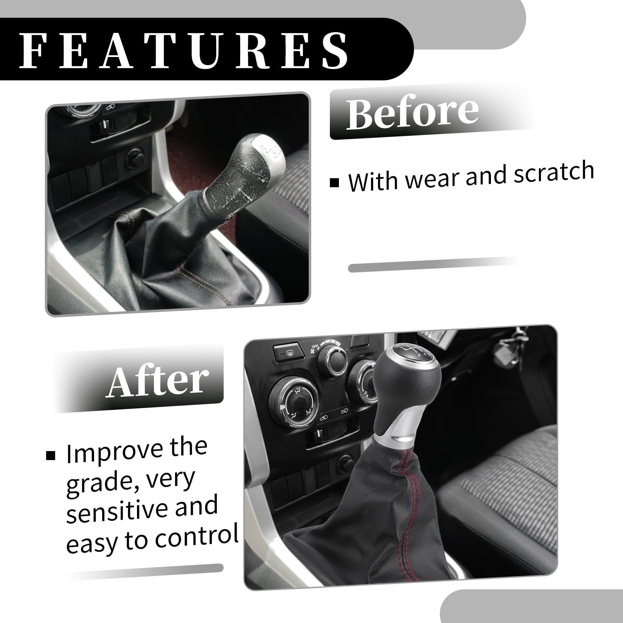 6 Speed Manual Gear Shift Knob with Dust Cover - Stick Shifter Knob - for Audi A6 2004-2008 Plastic