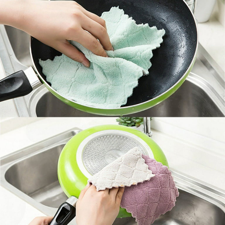5-Pack 9.65x6.3 Microfiber Cleaning Cloth Kitchen Dish Towels, Towel Lint-Free, Super Absorbent and Dry Quickly, Suitable for Kitchen, Car, Glass