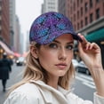 thumbnail image 7 of Bright Floral Print Adjustable Hat – Boho Dad Hat with Tropical Flower and Hummingbird Illustration, Washed Snapback Cap, 7 of 7