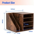 thumbnail image 4 of Wood Desk Organizer File Holder, Wooden Mail Organizer Countertop with Adjustable Compartments, Desktop File Organizer Paper Sorter for Home, Office and School, Envelope Organizer, Brown, 4 of 7