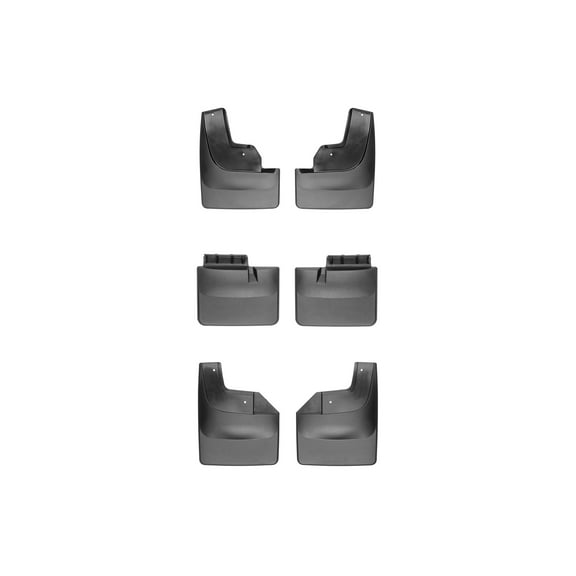 WeatherTech Custom No Drill Splash Guard MudFlaps compatible with 2017-2020 Ford F-150 Raptor, Front, Mid & Rear Set - Black