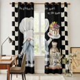 thumbnail image 4 of Chef Gnomes Kitchen Curtains 84 Inch Length, Black White Plaid Dessert Maker Cake Grommet Top Bedroom Living Room Curtains, Light Filtering Cafe Curtain Drapes 2 Panels Set 84''x84'', 4 of 9