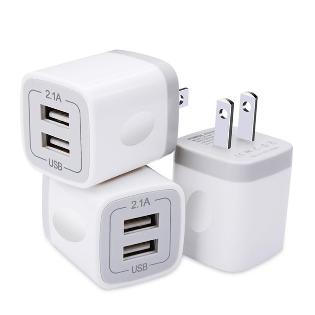Cargador de pared USB GiGreen, paquete de 3, doble puerto, 5 V 2,1 A