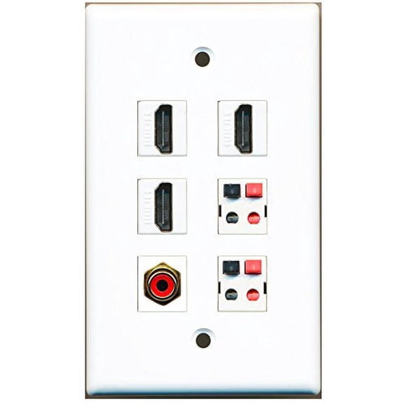 RiteAV - 3 HDMI 1 Port RCA Red 2 Port Speaker Wall Plate
