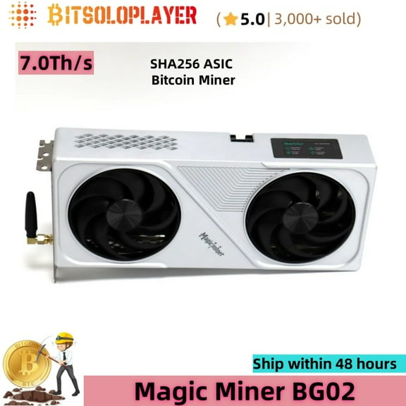 7.0Th/s Magic Miner BG02 SHA-256 Bitcoin Solo Miner RJ45 & WiFi Dual Connection Silent ASIC Miner BTC Mining Lotto Machine