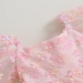 thumbnail image 3 of Robe pour Filles, Décor de Fleurs, Manches Courtes Bouffantes, Nœud au Dos, Robe Trapèze, Robe d'Été pour Concours et Fête, Robe de Princesse, 3 of 6