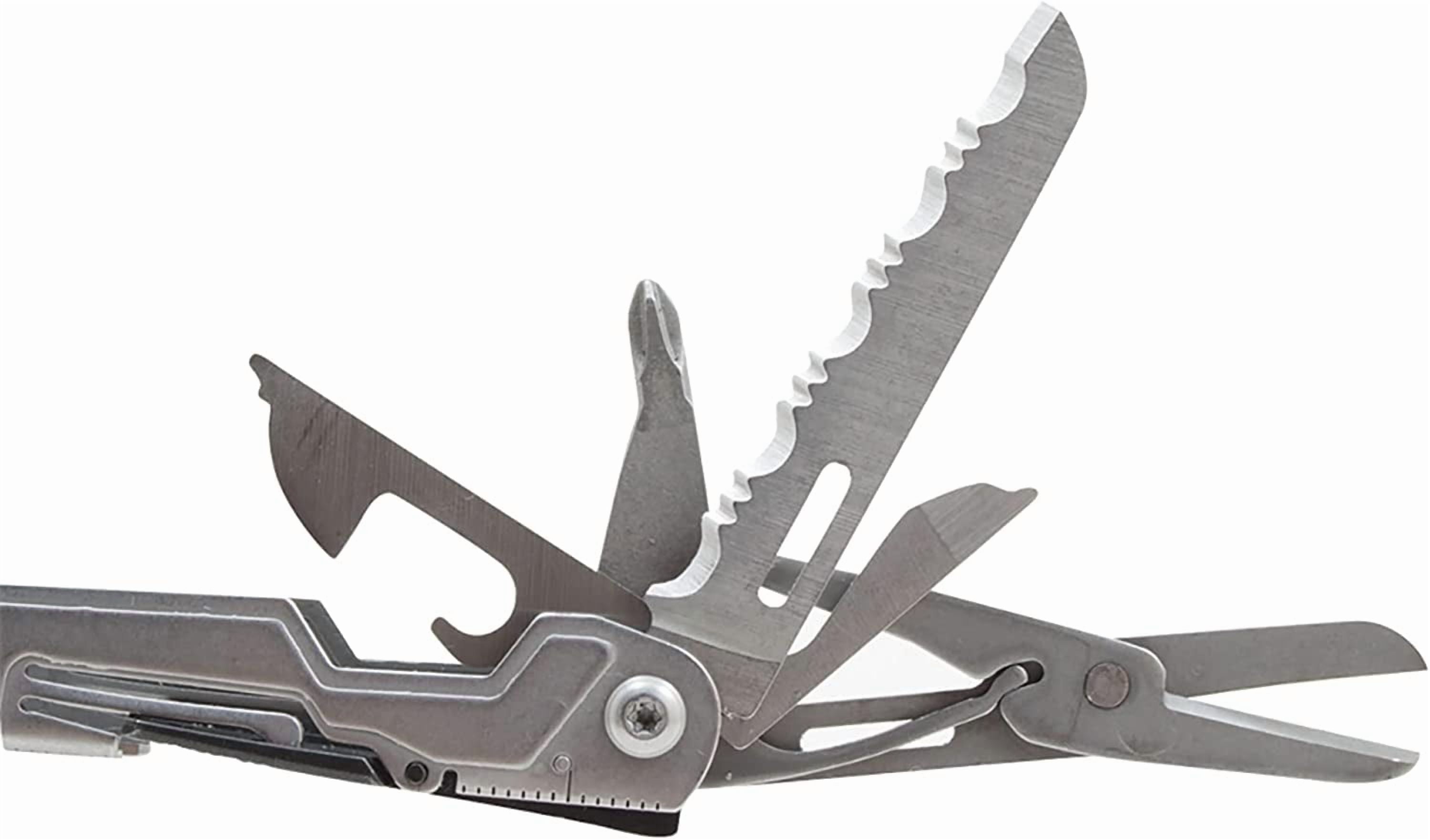 PowerPint Mini Com Stainless Steel Multi-Tool |18 Lightweight Specialty Tools & Multitool Pliers Pocket Knife, Stone Wash