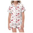 thumbnail image 3 of Boy Christmas Pajamas Kids Christmas Classic Print Button Down Collar Short Sleeve Top Shorts Pajama Set Christmas Pjs Kids Light Pink, 3 of 6
