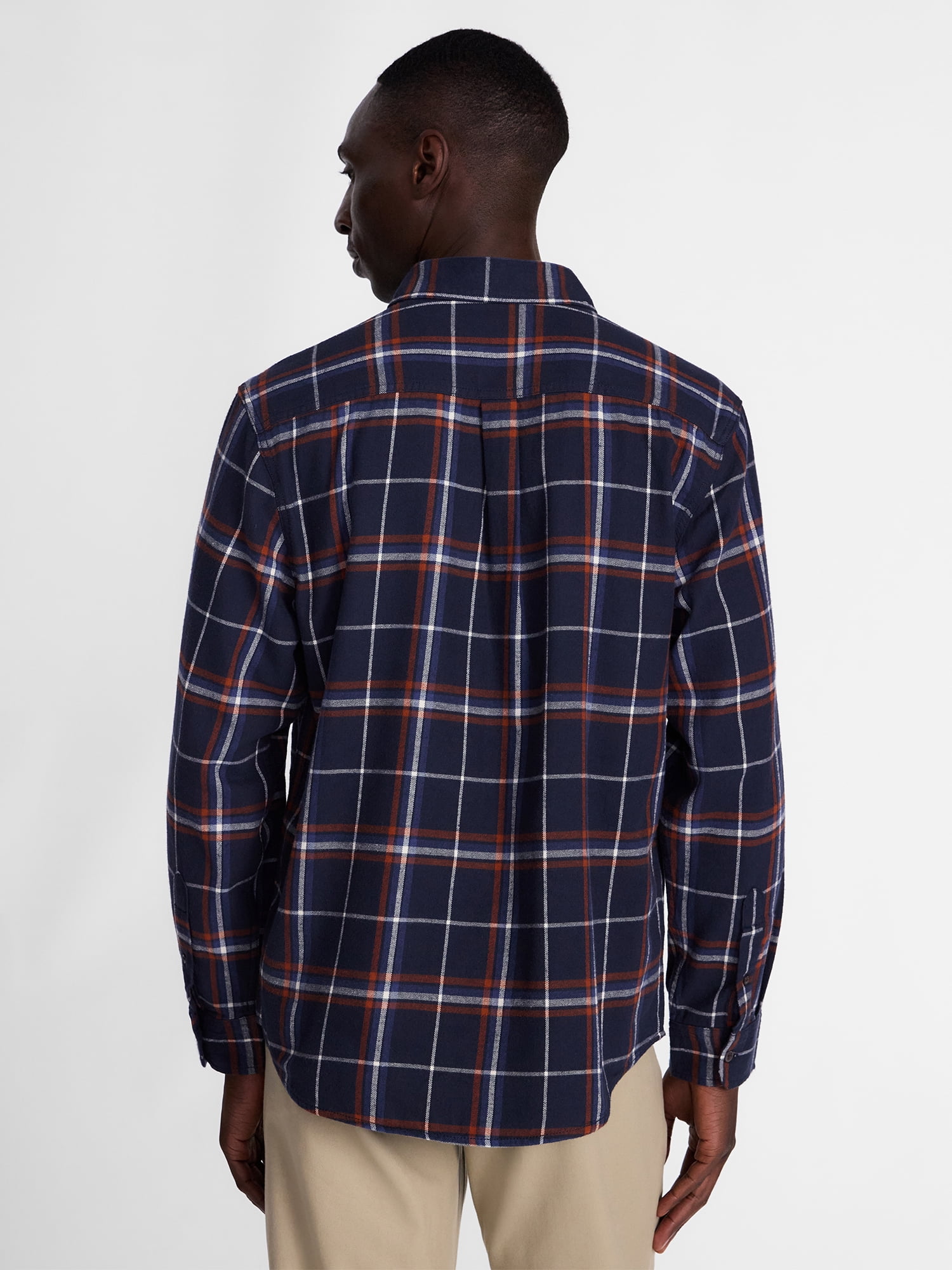 George Men's and Big Men's 100% Cotton Plaid Flannel Shirt with Long Sleeves, Sizes XS-3XL, 2XB-5XB & Tall XLT-3XLT