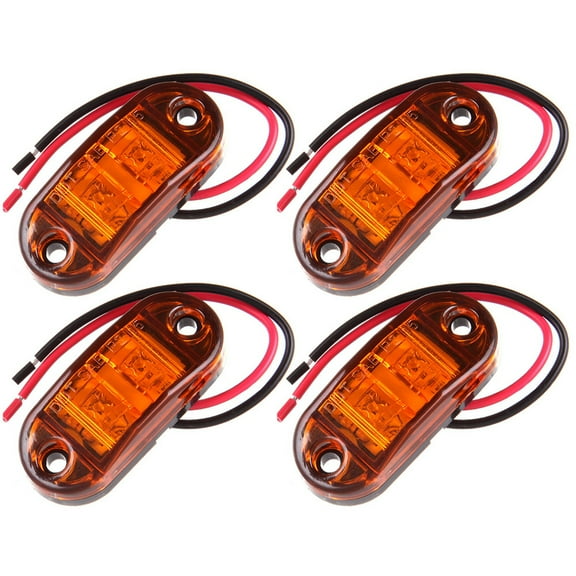 CCIYU Set of 4pcs Universal Oval Amber 2 Diode LED Trailer Truck Clearance Side Marker Light