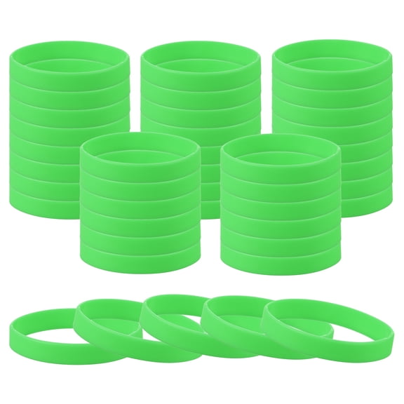 Uxcell Rubber Bracelets 60 Pcs Unisex Silicone Sports Wristbands for Sports Party Games Fashion Decorations Fluorescent Green