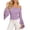 Purples, variant on Button down Shirts for Women One Shoulder Tops for Women, Lace Patchwork Flared Long Sleeve Shirts, Fashion Smocked Waist Cropped Blouse