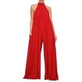 thumbnail image 1 of Gibobby pantalones siameses de pierna ancha Mono de talla grande con temperamento suelto de gasa informal de color liso para mujer(Rojo， M), 1 of 5