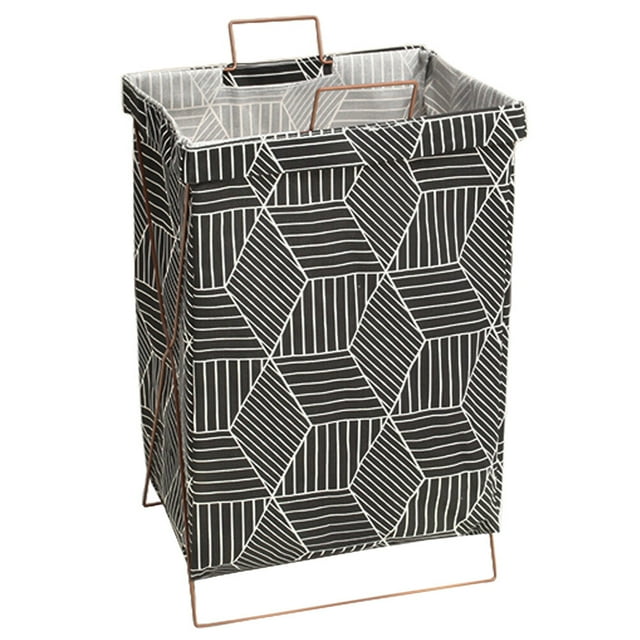 Cesto de tela para ropa sucia, cesto de tela para ropa sucia, cesto plegable para ropa sucia, cesto grande para almacenamiento (cuadrícula en blanco y negro)