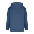 thumbnail image 5 of Fiaer Women's Hoodie Plus Size Long Sleeve Hooded Sweatshirts Loose Fit Fashion V Neck Tops with Multiple Pocket Navy L, 5 of 6
