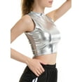 thumbnail image 4 of Enwejyy Women's Party Cheerleaders Tank Tops Mock Neck Sleeveless Slim Dance Stage Performance Costume, 4 of 5