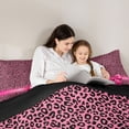 thumbnail image 5 of Manfei Wild Cheetah Animal Pattern 7pcs Queen Bedding,Pink Coquette Bowknot Bedding Comforter Set Queen,Black Reversible, 5 of 7