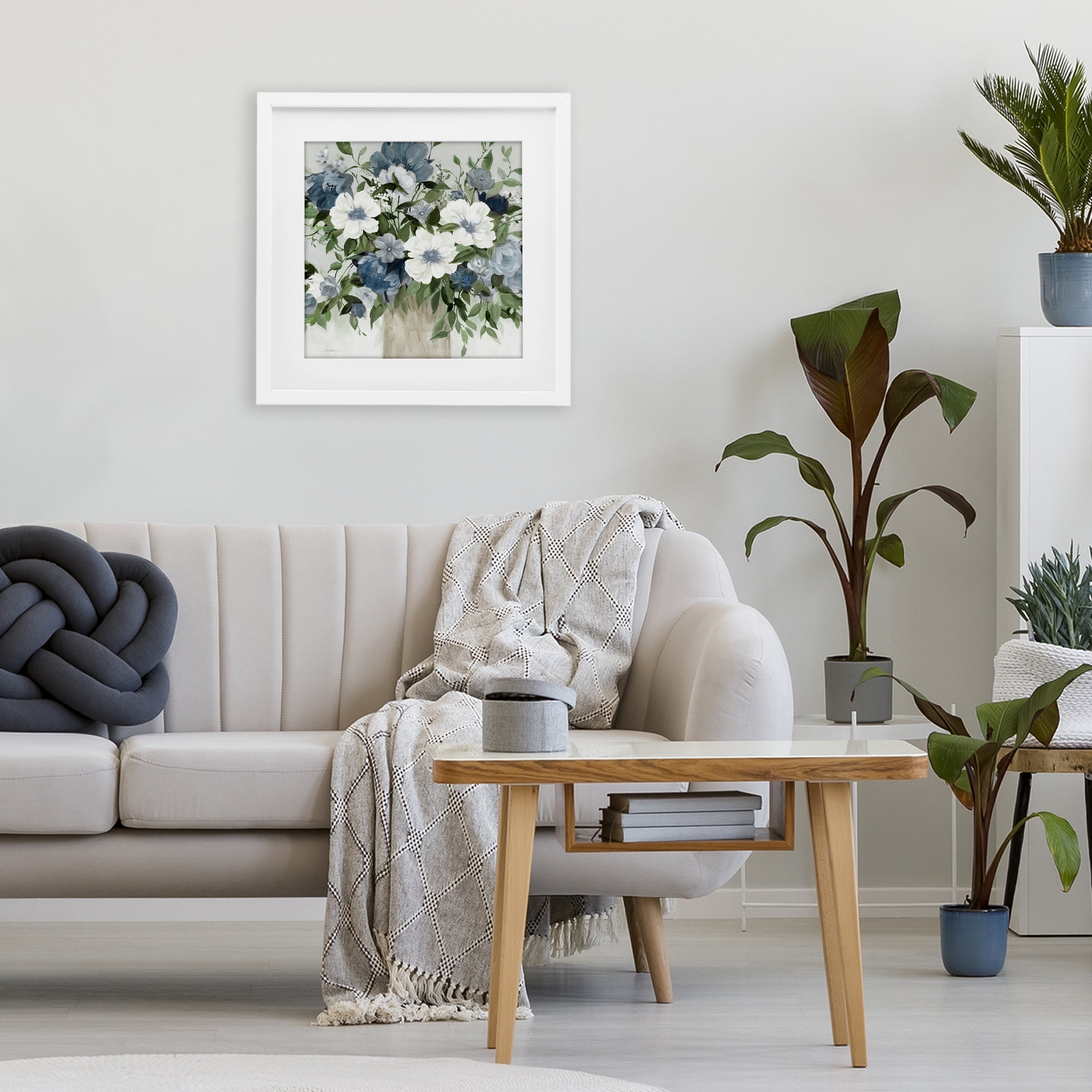 Stupell Industries White & Grey Blossoms White Framed Print Under Glass, design by Carol Robinson