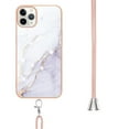 thumbnail image 3 of iPhone 11 Pro Max Case, Allytech Marble Pattern Rubber Slim Fit Lightweight Shoulder Strap Lanyard Anti-scratch Shockproof Heavy Protection Back Cover for Apple iPhone 11 Pro Max, White, 3 of 4