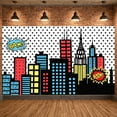 thumbnail image 3 of Hero Banner Colorful Design City Night Banner Party Backdrop for Birthday Party Baby Shower Photography Background, 3 of 9