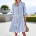 thumbnail image 5 of European and American women's autumn long-sleeve striped shirt dress, 5 of 9