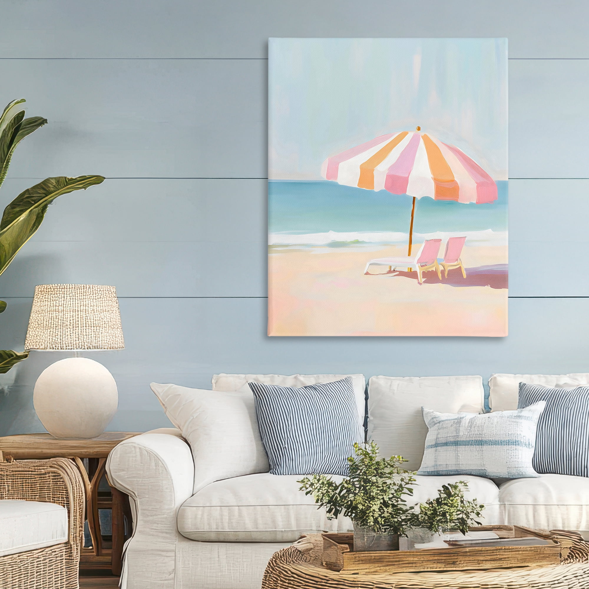 Stupell Industries Striped Umbrella & Chairs Canvas Wall Art, design by The Prints Vibe
