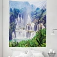 thumbnail image 1 of Exotic Tapestry, Waterfall Exotic Tropical Leaves Natural Swimming Pool Water Picture, Fabric Wall Hanging Decor for Bedroom Living Room Dorm, 5 Sizes, Forest Green Pale Blue, by Ambesonne, 1 of 1