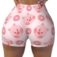 thumbnail image 2 of Honeii Pigs Head And Donuts Print Women's Workout Shorts, Gym Shorts for Active Wear, Sports Shorts,Women's Running Shorts,Quick Dry Athletic Shorts-Small, 2 of 8