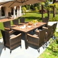 thumbnail image 4 of Gymax 9PCS Rattan Patio Dining Set w/ 8 Cushioned Chairs Wooden Tabletop, 4 of 9