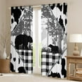 thumbnail image 2 of YST Rustic Patchwork Curtains, Wild Bear Animal Curtains & Drapes Lattice Buffalo Plaid Blackout Curtains Woodland Pine Trees Pattern Printed Window Curtains Farmhouse Decorations,52''Wx84''L, 2 of 5