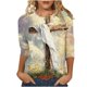 thumbnail image 1 of 3/4 Manga Tops para las Mujeres Pascua Floral Cuello Redondo Suelto Camiseta Moda Casual, 1 of 5