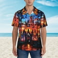 thumbnail image 4 of Balery Magical Stained Glass Castle Print Men's Hawaiian Shirts Short Sleeve Beach Shirt Relaxed Fit Vacation Button Down Shirts-X-Large, 4 of 9