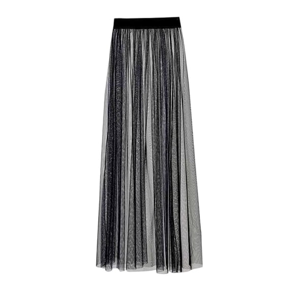 Womens Sheer Mesh Skirt See Through Overlay Maxi Skirt Elastic Waist Cover Up Summer Beach Casual Layer