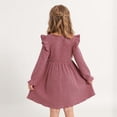 thumbnail image 5 of Hotiary 2-7Y Girls Fall Winter Casual Ribbed Knit Dresses Ruffle Long Sleeve Sweater Dress Button Party Holiday Dress, 5 of 8