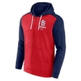 thumbnail image 2 of Men's Fanatics Heathered Red/Heathered Navy St. Louis Cardinals Blown Away Full-Zip Hoodie, 2 of 3