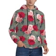 thumbnail image 2 of Naloa Rose Flowers Men's Casual Hooded Collar Drawstring Hoodies Pullover Sweatshirts Casual Long Sleeve Shirts-Small, 2 of 7