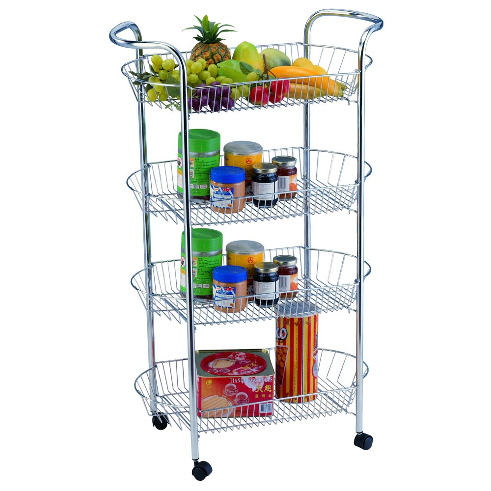 Storage Solutions Chrome 4 Tier Basket Cart