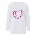 thumbnail image 5 of Honeeladyy Womens Breast Cancer Awareness Sweatshirts, Ladies Ribbon Print Pullover, Long Sleeve Casual Crewneck Hoodless Tops #Rr-White-XXL, 5 of 6