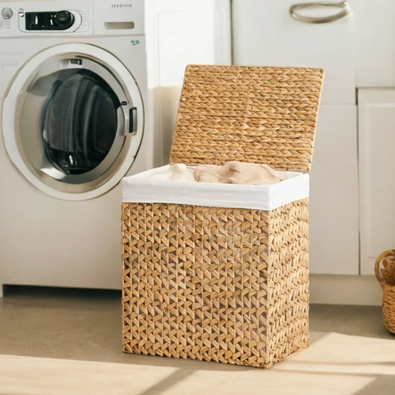 Judas Water Hyacinth Woven Brown Rectangular Laundry Hamper