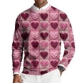 thumbnail image 2 of yuCgh Men's Casual Ribbed Knit Sweater with Valentine Print, Round Neck Long Sleeve Pullover, Love Heart Design Stretch Fabric Relaxed Fit Top,Hot Pink XL, 2 of 7