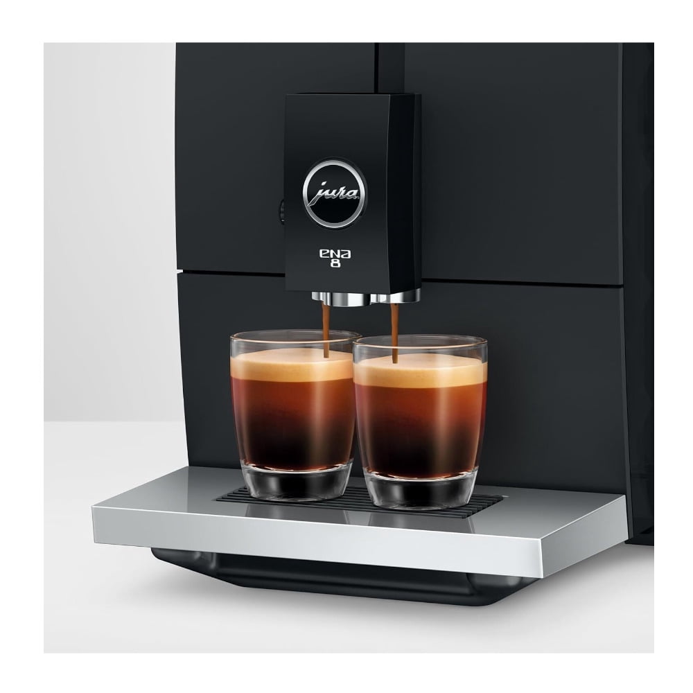 Restored Jura ENA 8 Touchscreen Automatic Coffee Machine with Professional Aroma Grinder Extra Shot Option Fine Foam System and Dual Cup Brewing (Black, ) (Refurbished)